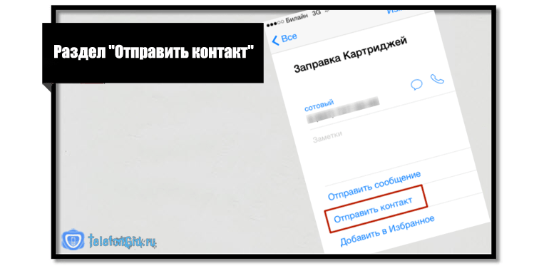Раздел Отправить контакт