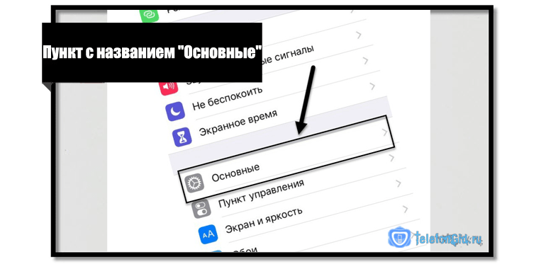 Пункт с названием Основные